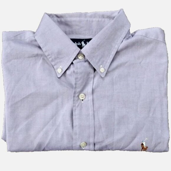 Polo Ralph Lauren Shirt Mens L Chambray Oxford Flesh Pony Classic Fit - Picture 3 of 10